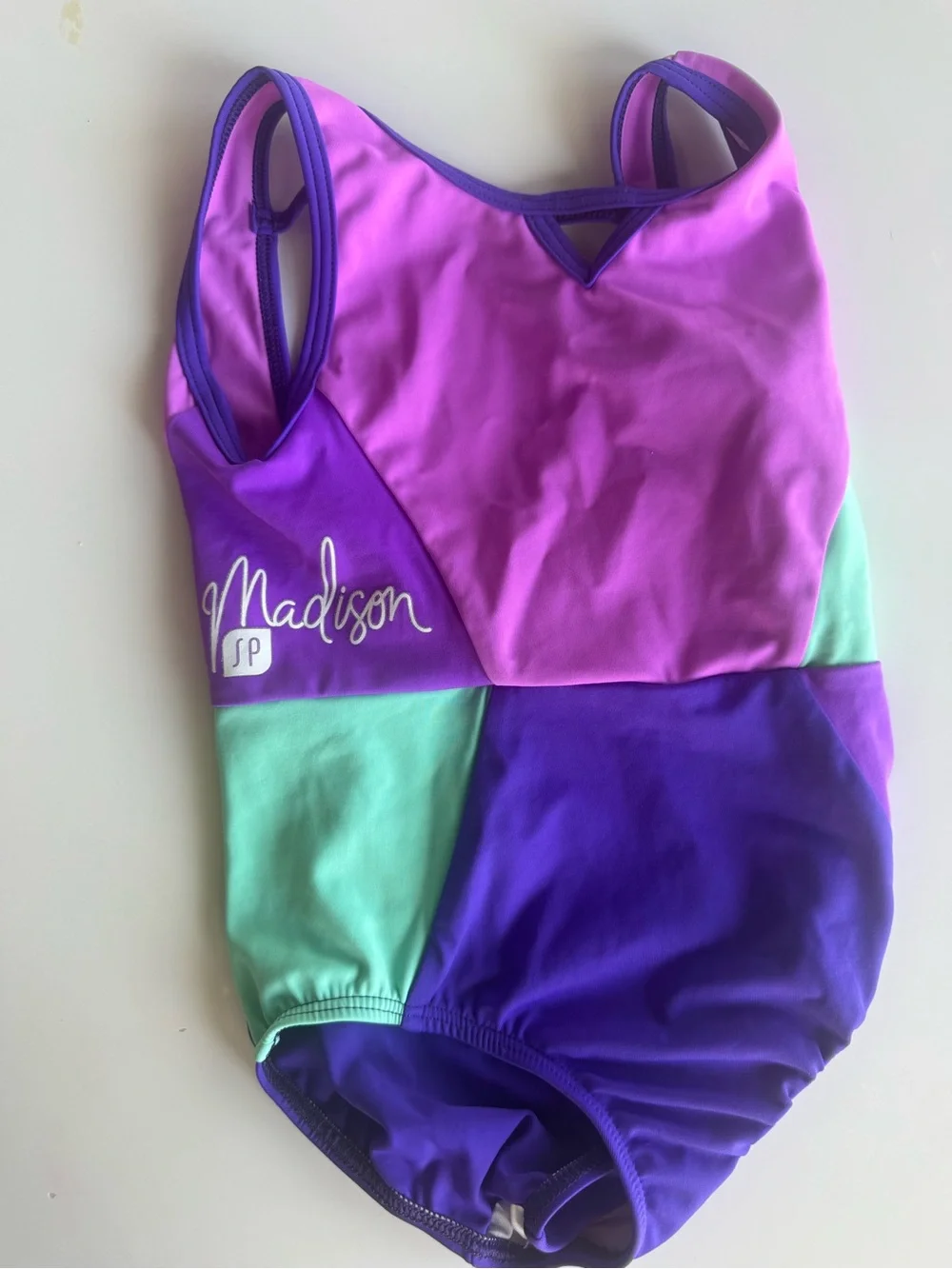 Girls' Colorblock Gymnastics Leotard – Purple & Mint